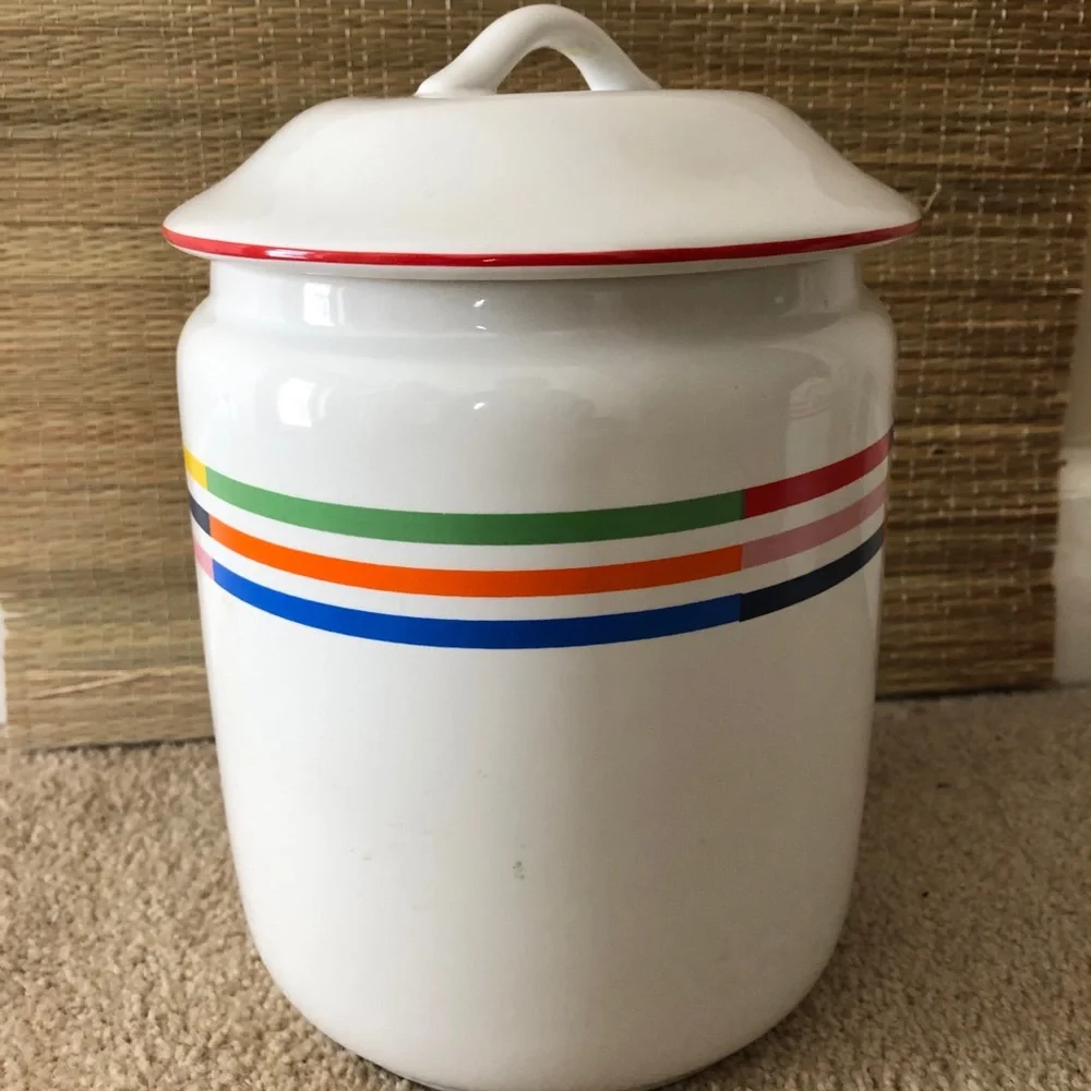 R.B. Bernards Portugal Lg Canister Rainbow Stripe -Vintage Kitchen Ware